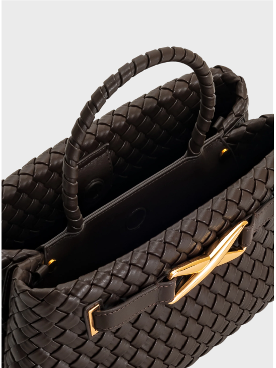 Cумка JW Pei Elora Woven Tote Bag Dark Brown