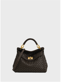 Сумка JW Pei Lucia Classic Top Handle Woven Dark Brown