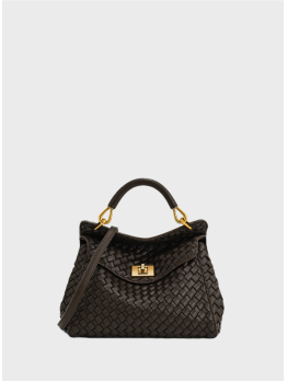Сумка JW Pei Lucia Classic Top Handle Woven Dark Brown