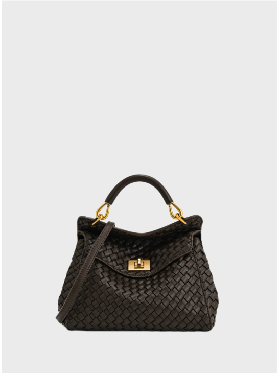Сумка JW Pei Lucia Classic Top Handle Woven Dark Brown