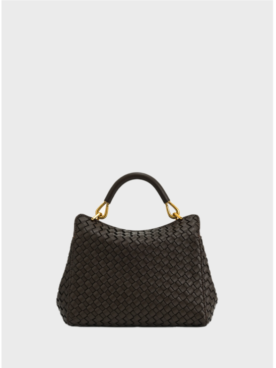 Сумка JW Pei Lucia Classic Top Handle Woven Dark Brown