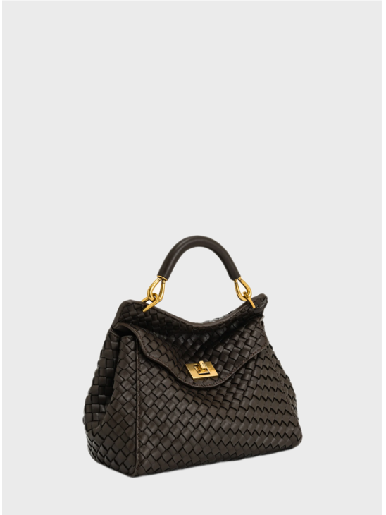 Сумка JW Pei Lucia Classic Top Handle Woven Dark Brown