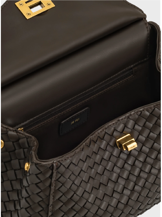 Сумка JW Pei Lucia Classic Top Handle Woven Dark Brown