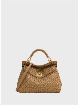 Сумка JW Pei Lucia Classic Top Handle Woven Brown