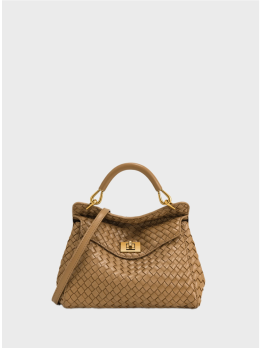 Сумка JW Pei Lucia Classic Top Handle Woven Brown