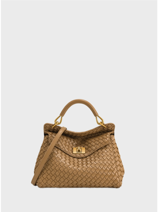 Сумка JW Pei Lucia Classic Top Handle Woven Brown