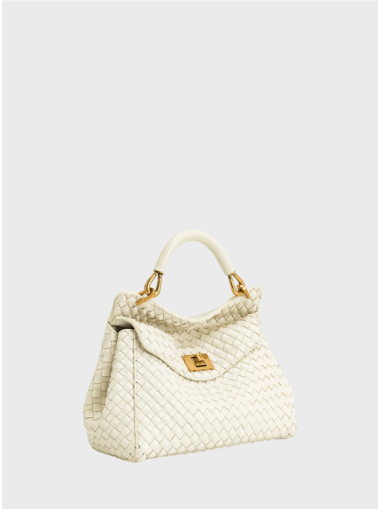 Сумка JW Pei Lucia Classic Top Handle Woven White