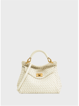 Сумка JW Pei Lucia Classic Top Handle Woven White