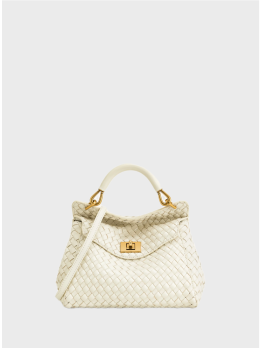 Сумка JW Pei Lucia Classic Top Handle Woven White