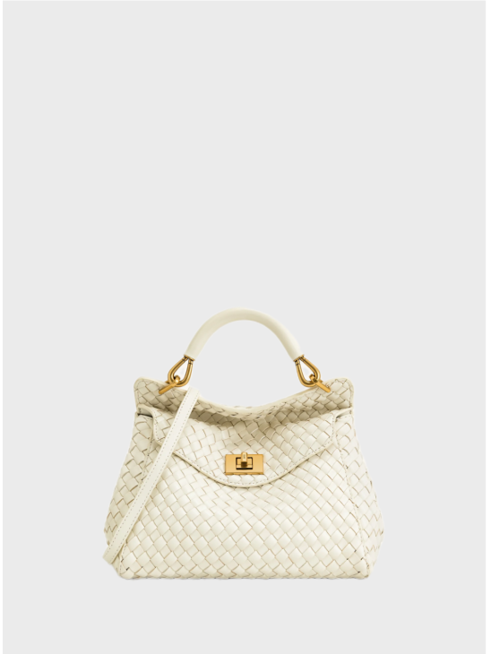Сумка JW Pei Lucia Classic Top Handle Woven White