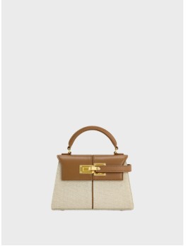 Cумка JW Pei Elise Top Handle Bag Brown Canvas