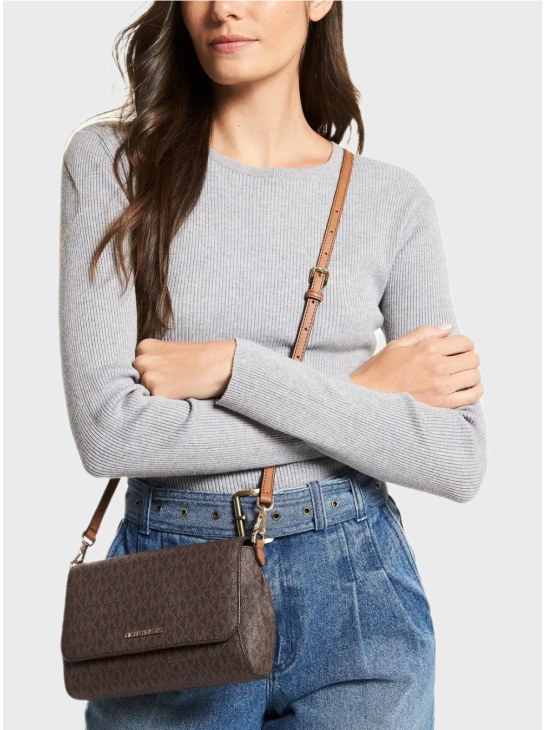 Сумка Michael Kors Convertible Pouchette Brown Logo