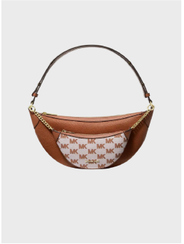 Сумка  Michael Kors Hollis Medium 2-in-1 Pebbled Leather and Jacquard Brown/Brown Logo