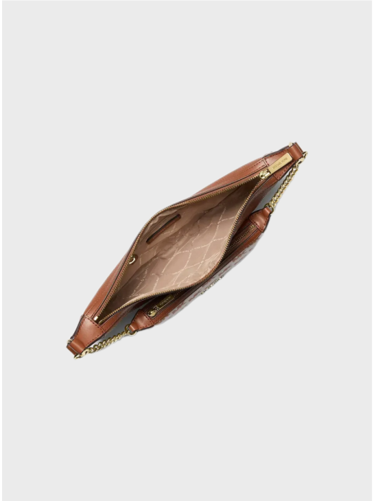 Сумка Michael Kors Hollis Medium 2-in-1 Pebbled Leather and Jacquard Brown/Brown Logo