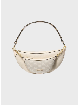 Сумка Michael Kors Hollis Medium 2-in-1 Pebbled Leather and Jacquard Cream Logo