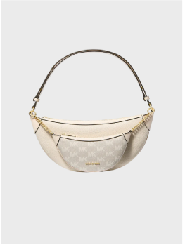 Сумка Michael Kors Hollis Medium 2-in-1 Pebbled Leather and Jacquard Cream Logo