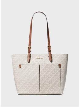 Сумка Michael Kors Jet Set Medium Double Pocket Tote Bag Vanilla Logo