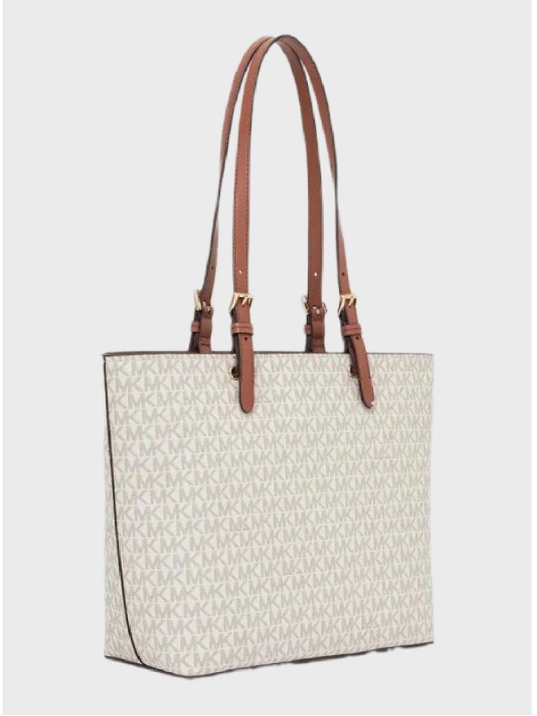 Сумка Michael Kors Jet Set Medium Double Pocket Tote Bag Vanilla Logo