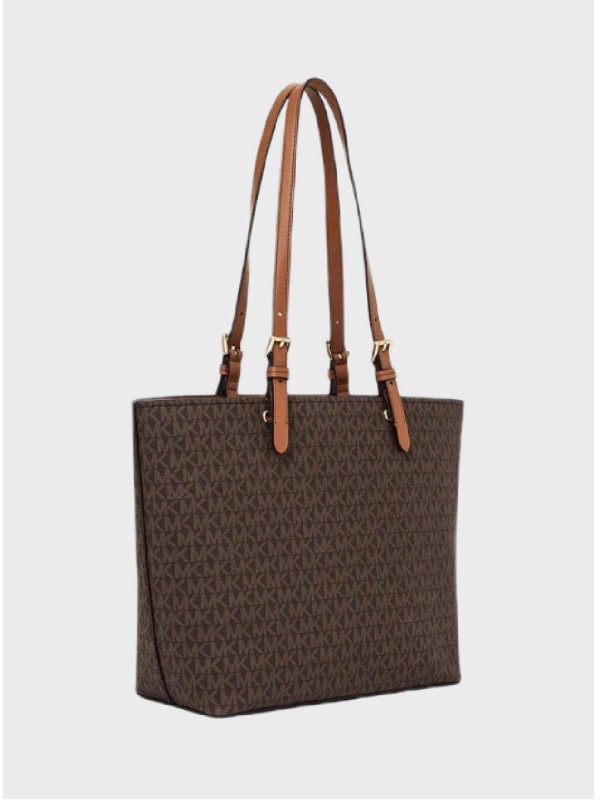 Сумка Michael Kors Jet Set Medium Double Pocket Tote Bag Brown Logo