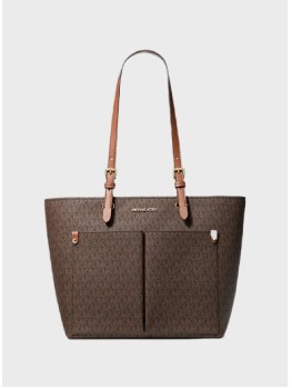 Сумка Michael Kors Jet Set Medium Double Pocket Tote Bag Brown Logo