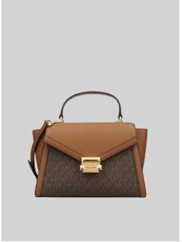 Сумка Michael Kors Whitney Medium Flap Top Handle Satchel Brown Logo