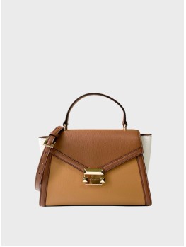 Сумка Michael Kors Whitney Medium Flap Top Handle Satchel Light Brown