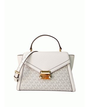 Сумка Michael Kors Whitney Medium Flap Top Handle Satchel Cream Multi Logo