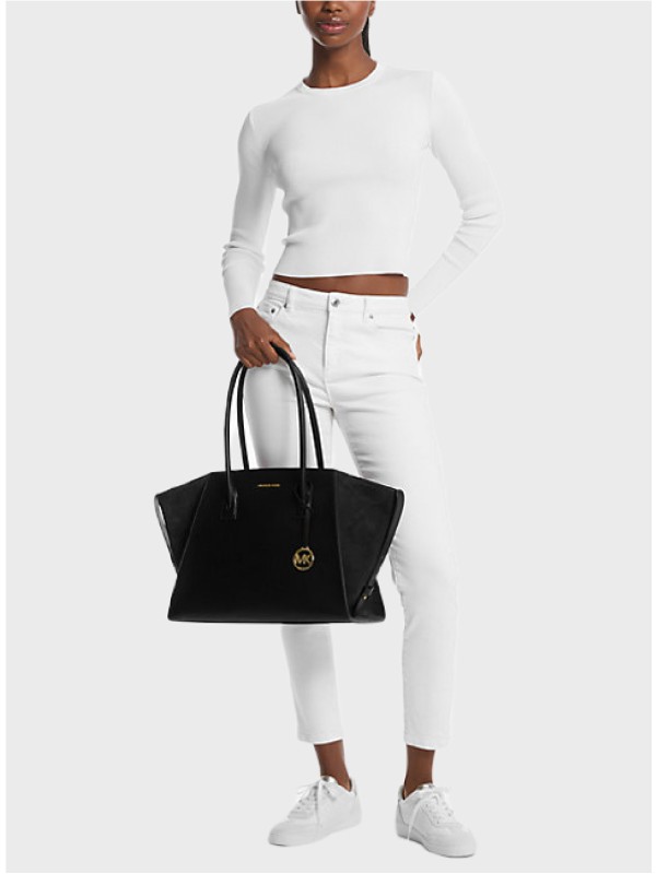 Сумка Michael Kors Avril Large Leather and Suede Tote Black