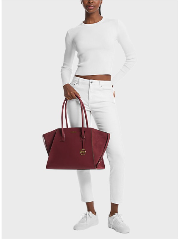 Сумка Michael Kors Avril Large Leather and Suede Tote Oxblood