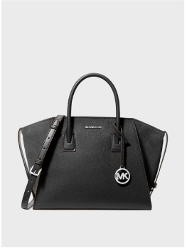 Сумка Michael Kors Avril Medium Leather and Suede Satchel Black/Silver