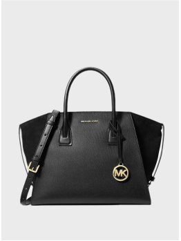 Сумка Michael Kors Avril Medium Leather and Suede Satchel Black