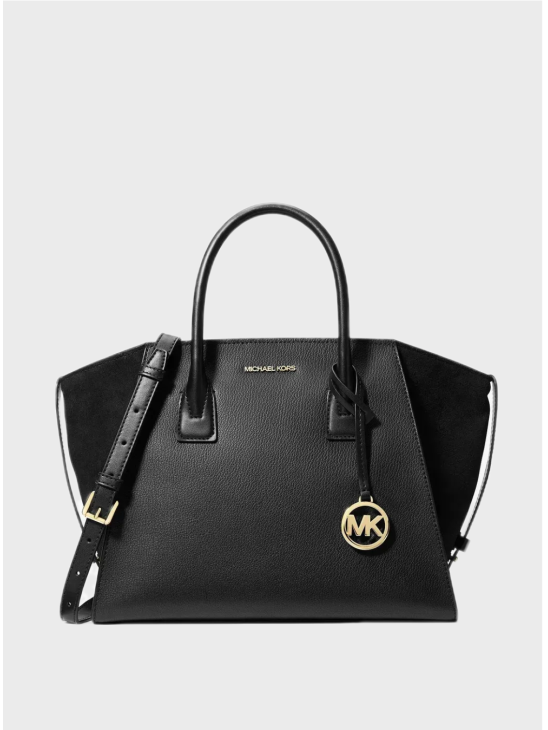 Сумка Michael Kors Avril Medium Leather and Suede Satchel Black