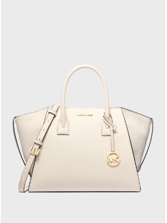 Сумка Michael Kors Avril Medium Leather and Suede Satchel Cream
