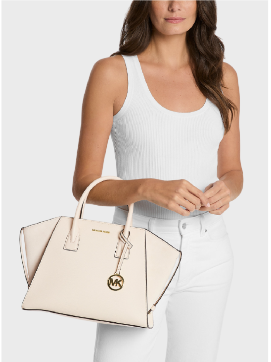 Сумка Michael Kors Avril Medium Leather and Suede Satchel Cream