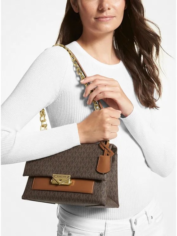 Cумка Michael Kors Cece Medium Leather Shoulder Bag Brown logo