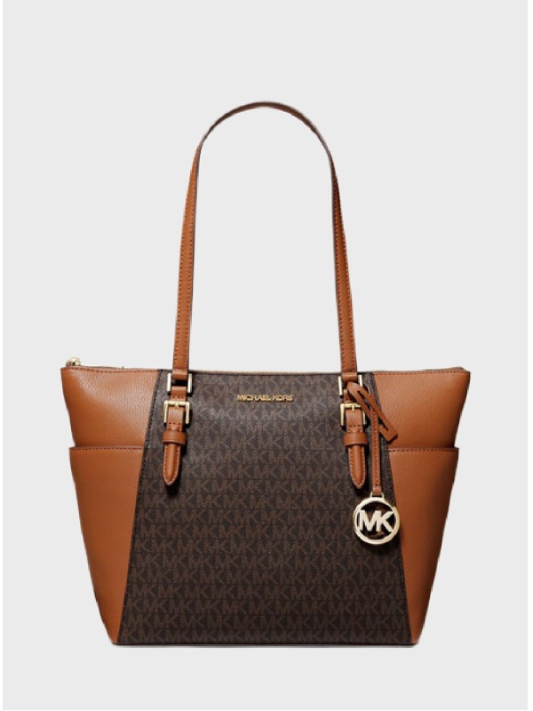 Cумка Michael Kors Charlotte Signature MK Tote Brown logo