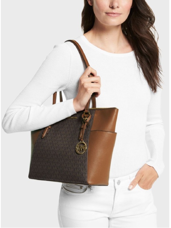 Cумка Michael Kors Charlotte Signature MK Tote Brown logo