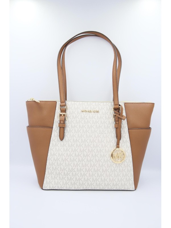 Cумка Michael Kors Charlotte Signature MK Tote Vanilla logo