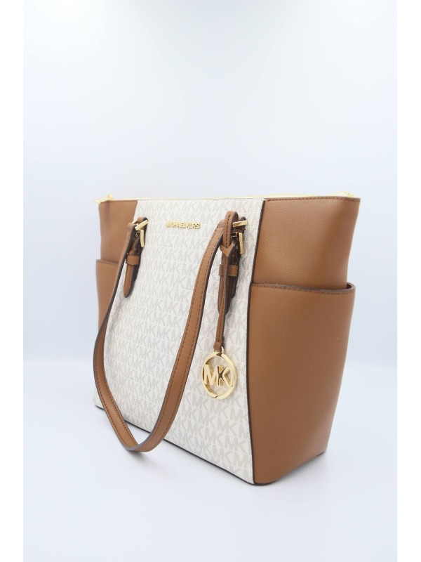 Cумка Michael Kors Charlotte Signature MK Tote Vanilla logo