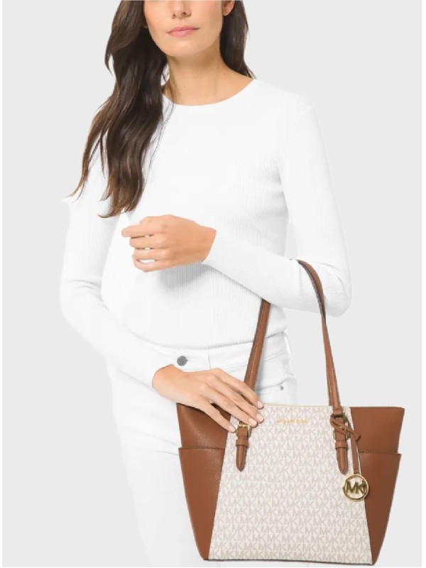 Cумка Michael Kors Charlotte Signature MK Tote Vanilla Logo