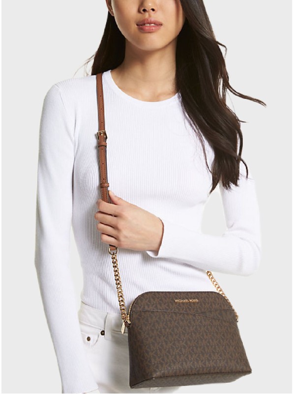 Сумка Michael Kors Jet Set Travel Medium Dome Crossbody Brown Logo