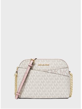 Сумка Michael Kors Jet Set Travel Medium Dome Crossbody Vanilla/Pink logo