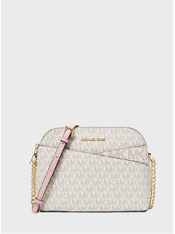 Сумка Michael Kors Jet Set Travel Medium Dome Crossbody Vanilla/Pink logo