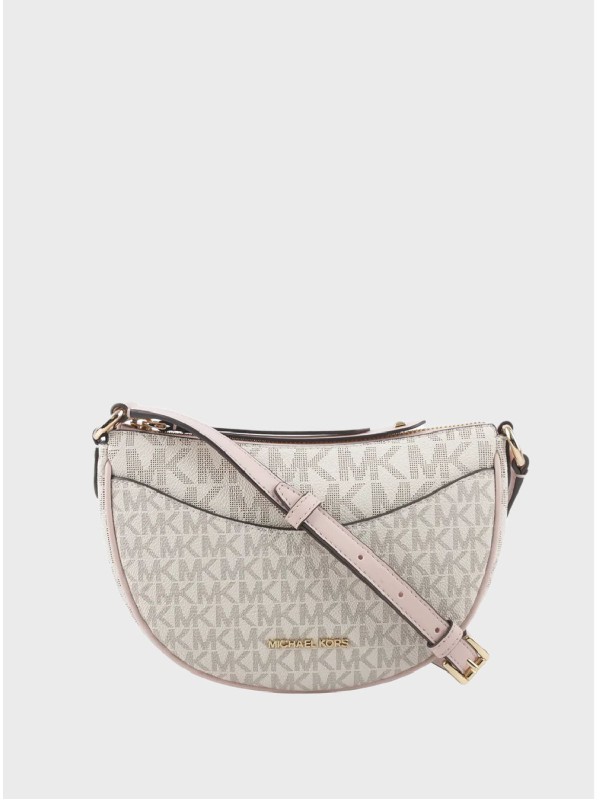 Cумка Michael Kors Dover Half Moon Mini Vanilla/Pink Logo