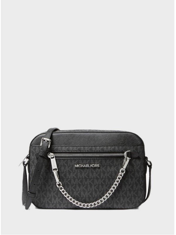 Cумка Michael Kors East West Zip Chain Crossbody Black Logo