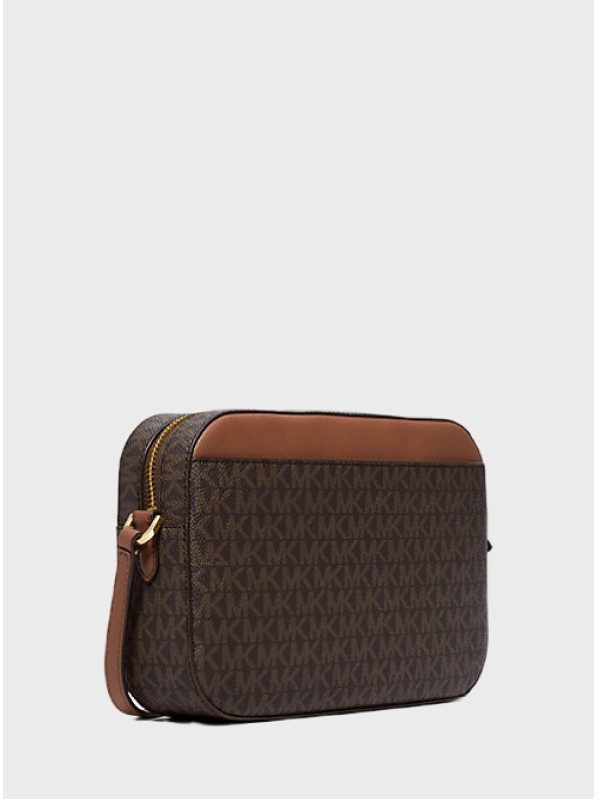 Cумка Michael Kors East West Zip Chain Crossbody Brown Logo