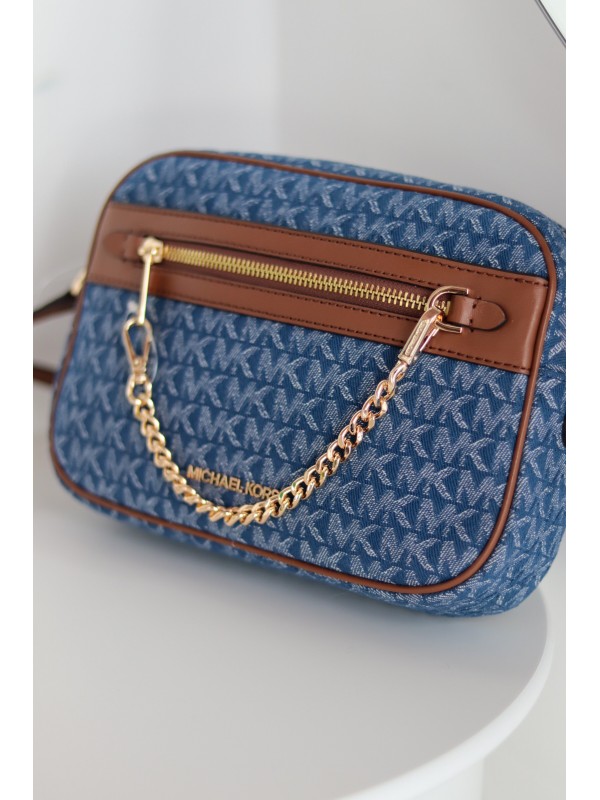 Cумка Michael Kors East West Zip Chain Crossbody Denim logo