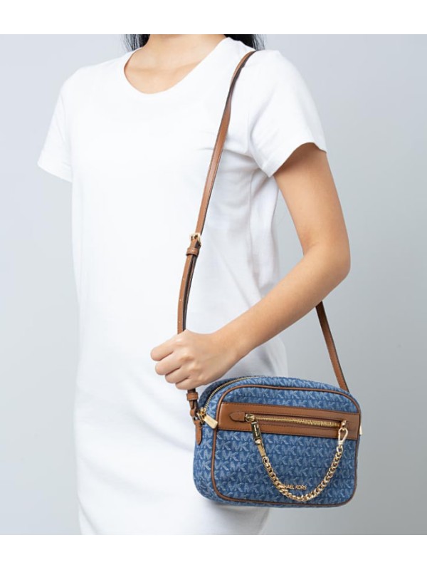 Cумка Michael Kors East West Zip Chain Crossbody Denim logo