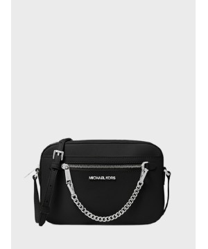 Cумка Michael Kors East West Zip Chain Crossbody Black Silver