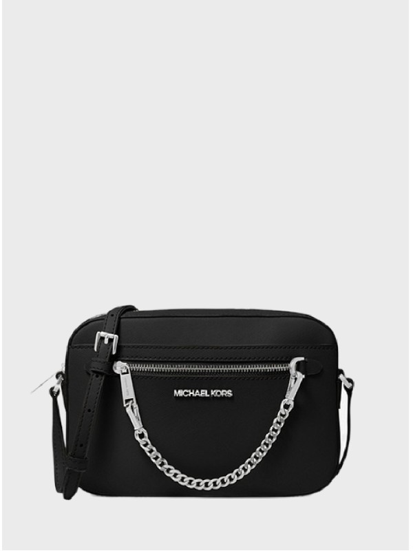 Cумка Michael Kors East West Zip Chain Crossbody Black Silver